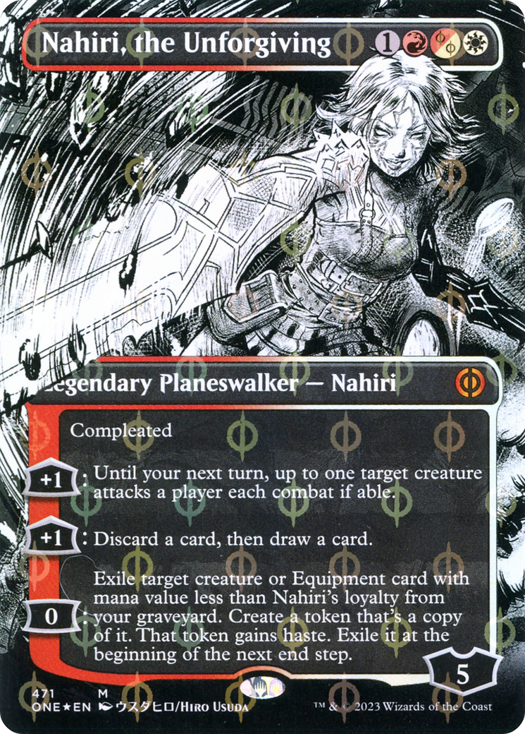 Nahiri, the Unforgiving (Borderless Manga Step-and-Compleat Foil) [Phyrexia: All Will Be One] | Clutch Gaming