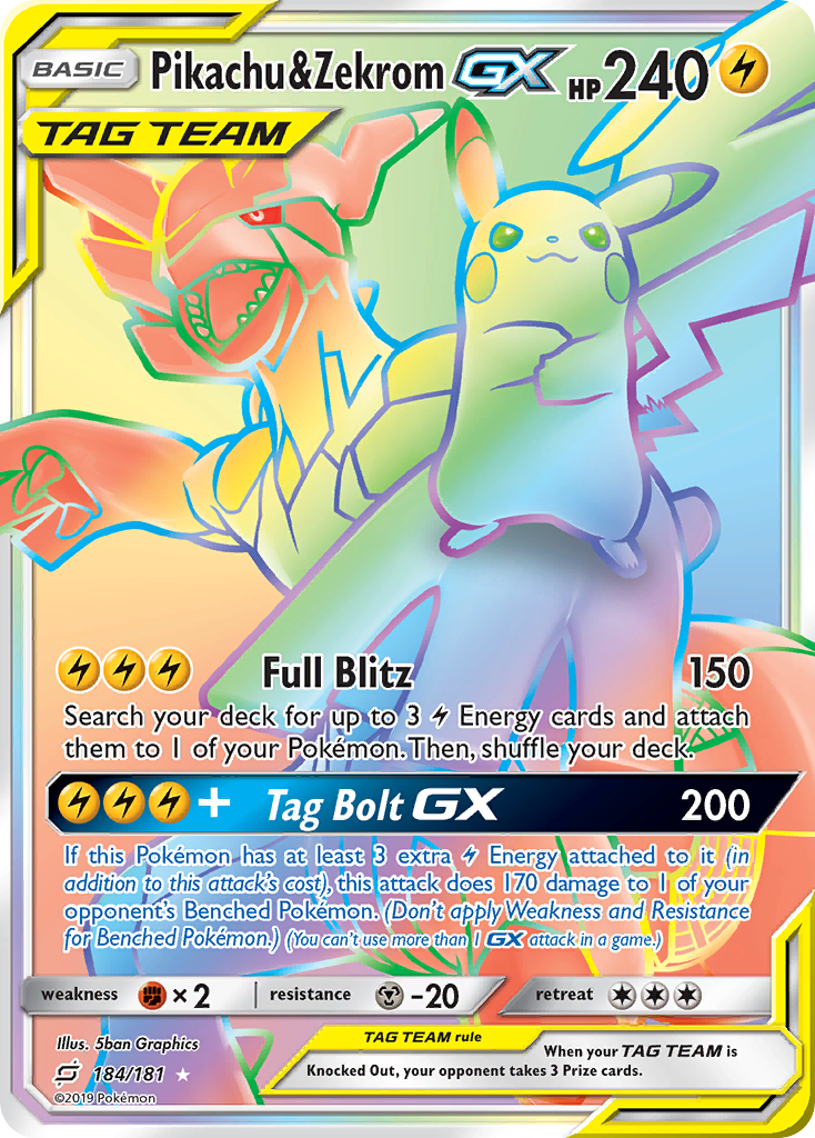 Pikachu & Zekrom GX (184/181) [Sun & Moon: Team Up] | Clutch Gaming