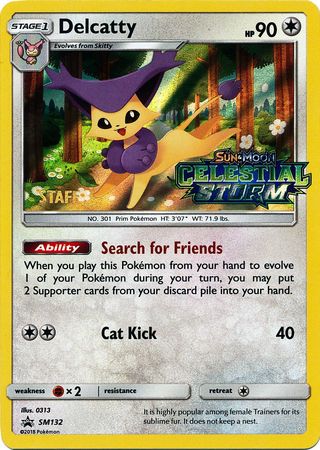 Delcatty (SM132) (Staff Prerelease Promo) [Sun & Moon: Black Star Promos] | Clutch Gaming