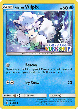 Alolan Vulpix (21/145) (Build A Bear Workshop Exclusive) [Sun & Moon: Guardians Rising] | Clutch Gaming