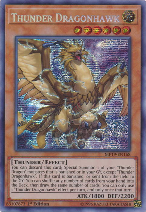 Thunder Dragonhawk [MP19-EN168] Prismatic Secret Rare | Clutch Gaming