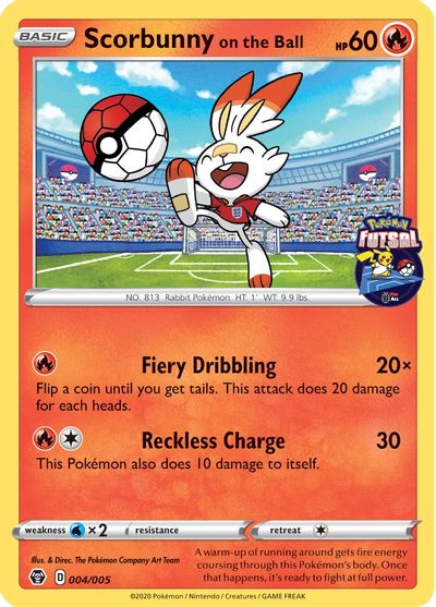 Scorbunny on the Ball (004/005) [Pokemon Futsal Collection] | Clutch Gaming