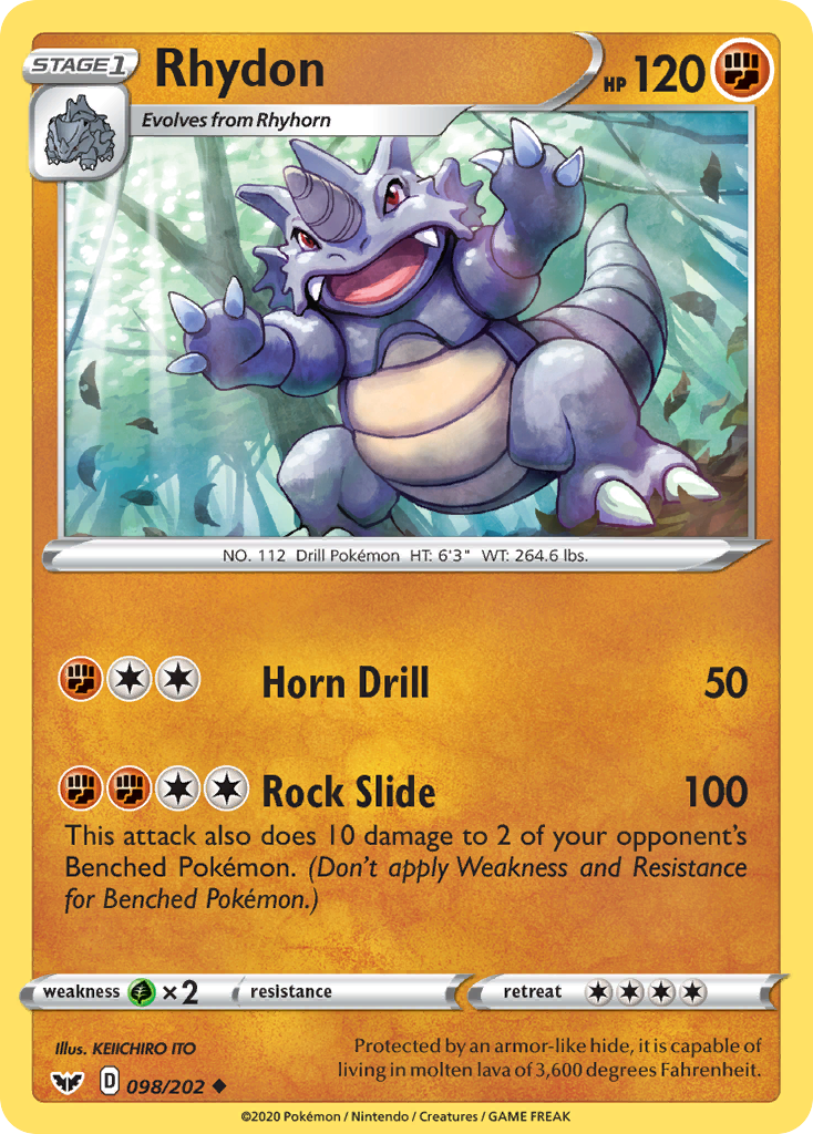 Rhydon (098/202) [Sword & Shield: Base Set] | Clutch Gaming