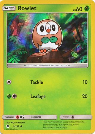 Rowlet (9/149) (Water Web Holo) [Sun & Moon: Base Set] | Clutch Gaming