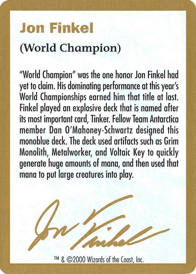 Jon Finkel Bio [World Championship Decks 2000] | Clutch Gaming