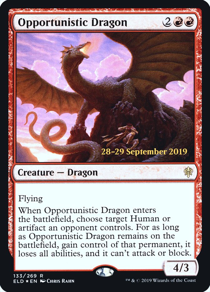 Opportunistic Dragon [Throne of Eldraine Prerelease Promos] | Clutch Gaming