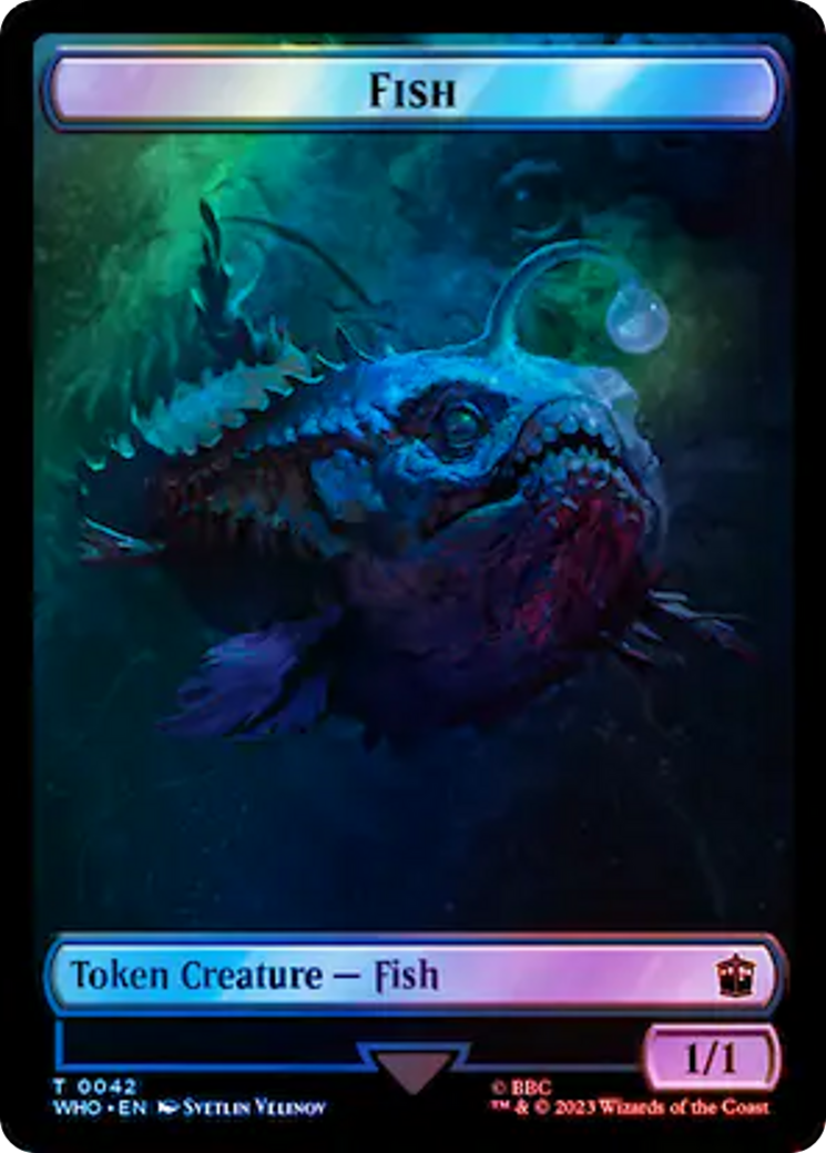 Fish // Alien Salamander Double-Sided Token (Surge Foil) [Doctor Who Tokens] | Clutch Gaming